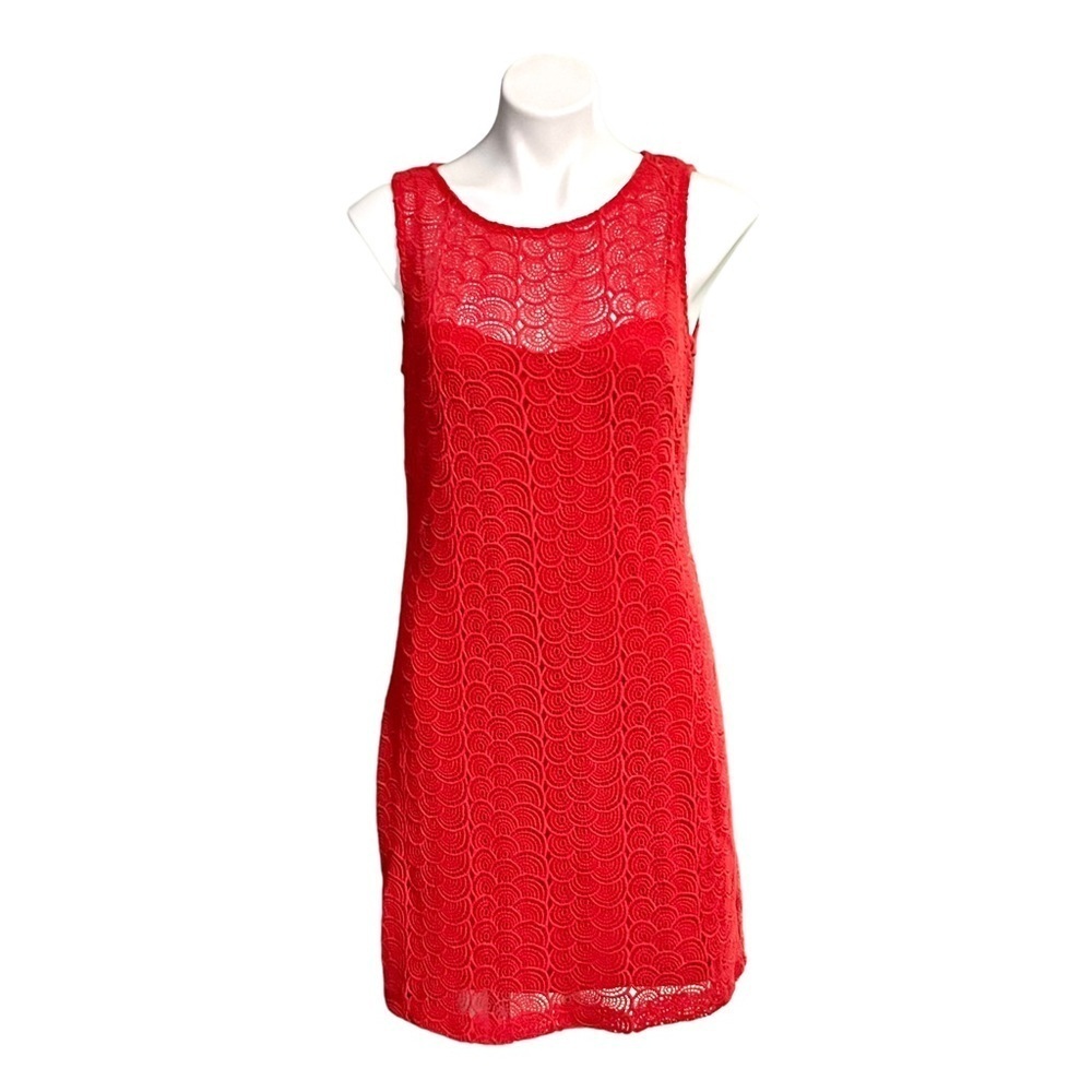 Saks Fifth Avenue Black Label Lace Sheath Dress Size 8 Red